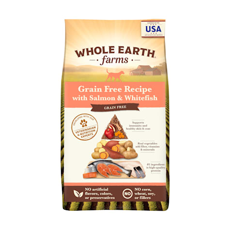 Whole Earth Farms Natural Grain Free, Salmon and Whitefish Recipe, Wholesome and Healthy Kibble Dry Dog Food