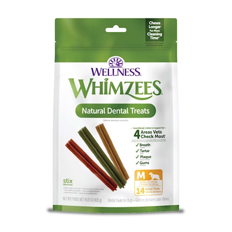 Whimzees by Wellness Stix Natural Grain Free Medium Dental Chews for Dogs