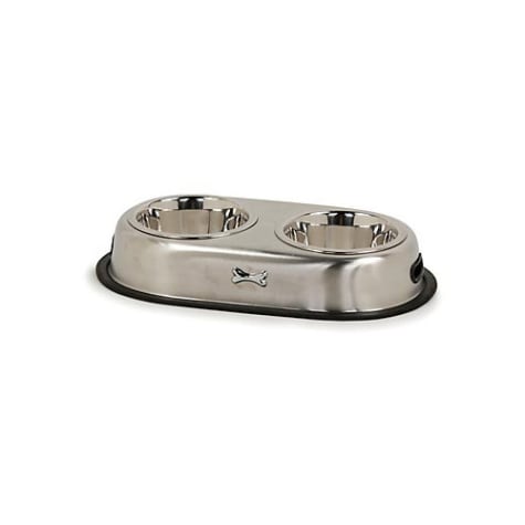 Harmony Brushed Stainless Steel No-Tip Double Diner, 3.5 Cup