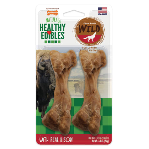 Nylabone Healthy Edibles Bison Flavored Dog Bone Chews, 2 Pack