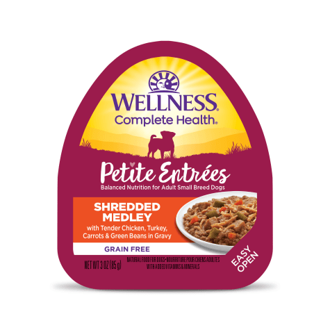 Wellness Complete Health Petite Entrees Shredded Medley with Tender Chicken, Turkey, Carrots & Green Beans Wet Dog Food