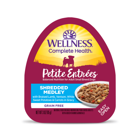 Wellness Petite Entrees Shredded Medley Braised Lamb, Venison, White Sweet Potatoes & Carrots Wet Dog Food