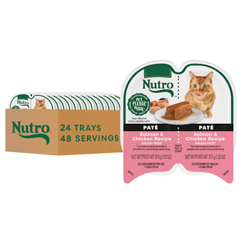Nutro Perfect Portions Twin-Pack Tray Salmon & Chicken Recipe Grain Free Natural Wet Cat Food Pate
