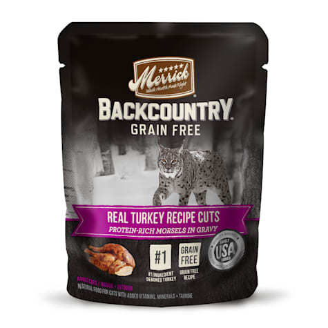 Merrick Backcountry Grain Free Gluten Free Premium High Protein Real Turkey Recipe Cuts in Gravy Wet Cat Food