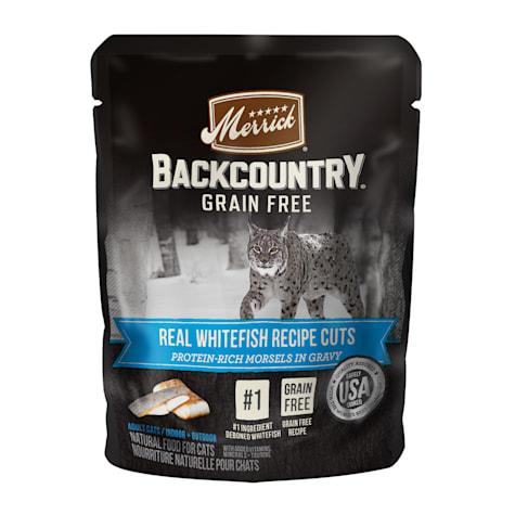 Merrick Backcountry Grain Free Gluten Free Premium High Protein Real Whitefish Recipe Cuts in Gravy Wet Cat Food