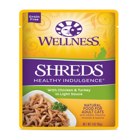 Wellness Complete Health Healthy Indulgence Natural Grain Free Shreds with Chicken & Turkey in Light Sauce Wet Cat Food