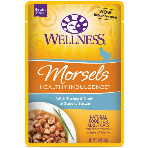 Wellness Complete Health Healthy Indulgence Natural Grain Free Morsels with Turkey & Duck in Savory Sauce Wet Cat Food