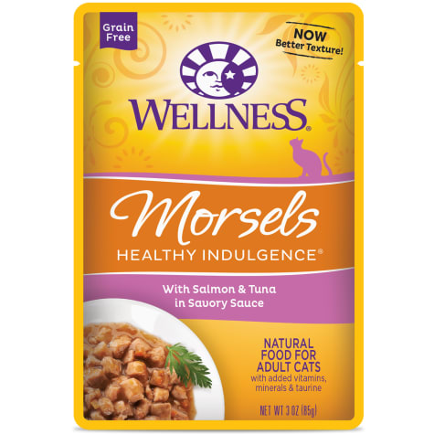 Wellness Complete Health Healthy Indulgence Natural Grain Free Morsels with Salmon & Tuna in Savory Sauce Wet Cat Food