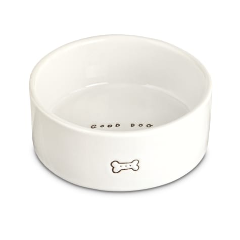 cute girl dog bowls