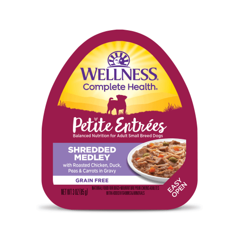 Wellness Complete Health Petite Entrees Shredded Medley with Roasted Chicken, Duck, Peas & Carrots Wet Dog Food