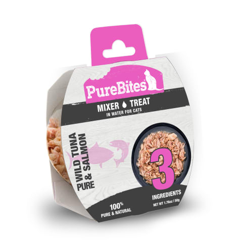PureBites Mixers Wild Skipjack Tuna & Wild Alaskan Salmon in Water Cat Food Toppers