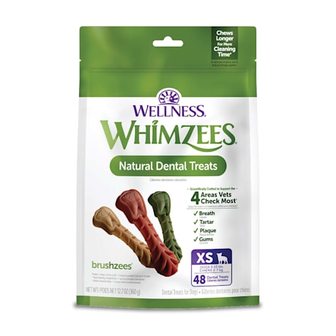 Whimzees by Wellness Brushzees Natural Grain Free X-Small Dental Chews for Dogs