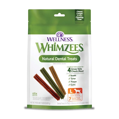 Whimzees by Wellness Stix Natural Grain Free Large Dental Chews for Dogs