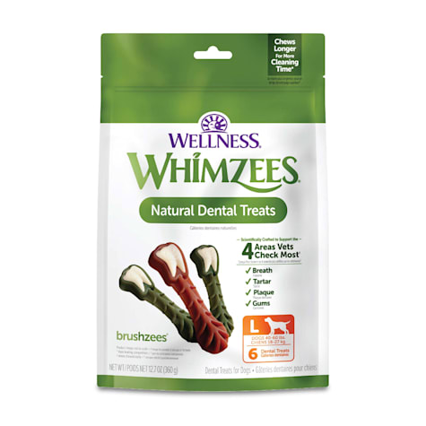 Whimzees by Wellness Brushzees Natural Grain Free Large Dental Chews for Dogs