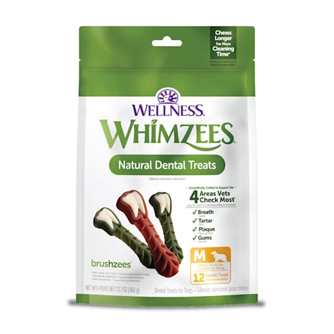 Whimzees by Wellness Brushzees Natural Grain Free Medium Dental Chews for Dogs