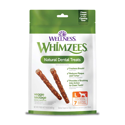 Whimzees by Wellness Veggie Sausage Natural Grain Free Large Dental Chews for Dogs