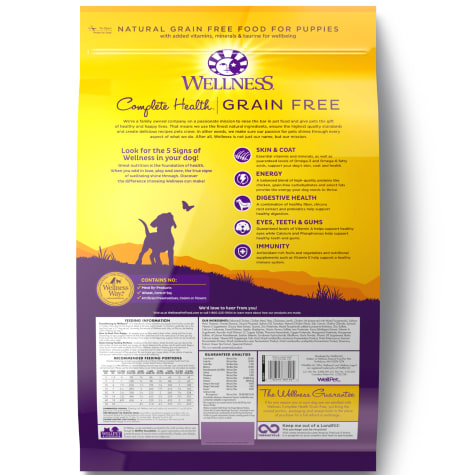 wellness complete health natural grain free dry dog food puppy chicken & salmon