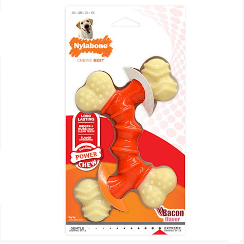 Nylabone Power Chew Double Bone Bacon Dog Chew Toy X-Large/Souper - 50+ lbs.