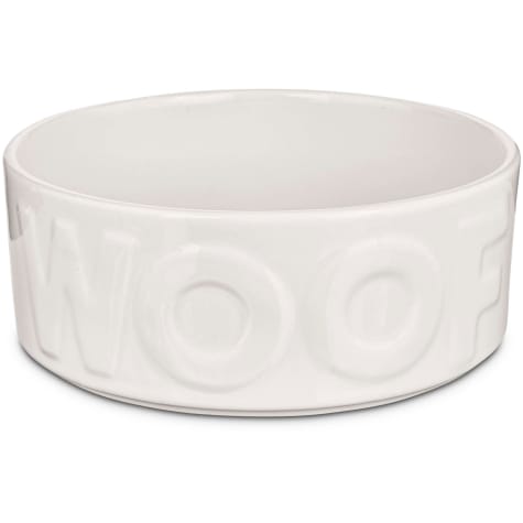 white dog bowl