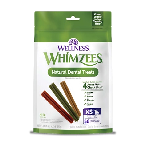 Whimzees by Wellness Stix Natural Grain Free X-Small Dental Chews for Dogs