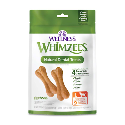 Whimzees by Wellness Rice Bone Natural Grain Free Large Dental Chews for Dogs