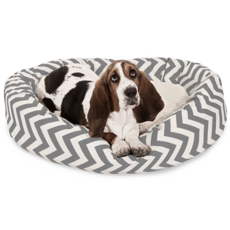 Majestic Pet Grey Chevron Sherpa Bagel Dog Bed
