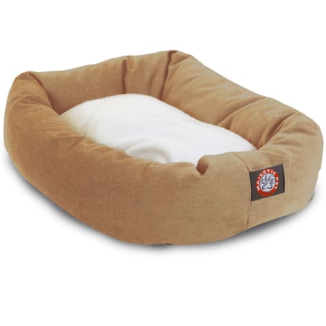 Majestic Pet Khaki & Sherpa Bagel Dog Bed