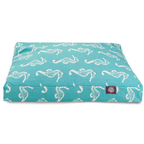 Majestic Pet Teal Sea Horse Shredded Memory Foam Rectangle Dog Bed