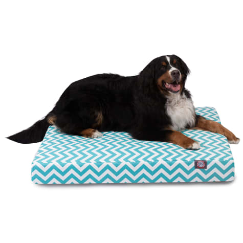 Majestic Pet Teal Chevron Shredded Memory Foam Rectangle Dog Bed