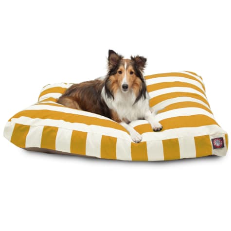 Majestic Pet Yellow Vertical Stripe Shredded Memory Foam Rectangle Dog Bed