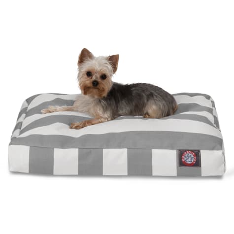 Majestic Pet Gray Vertical Stripe Shredded Memory Foam Rectangle Dog Bed