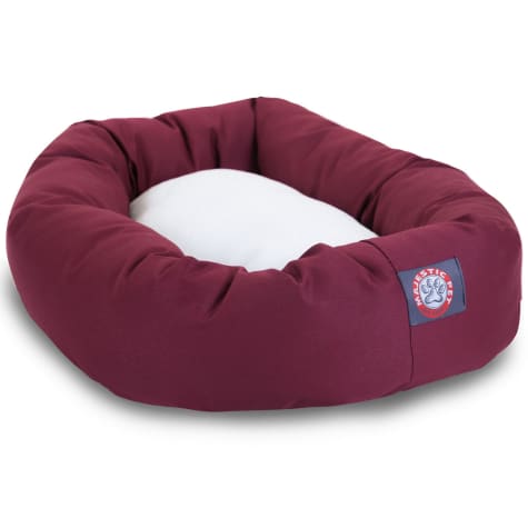 Majestic Pet Burgundy & Sherpa Bagel Dog Bed