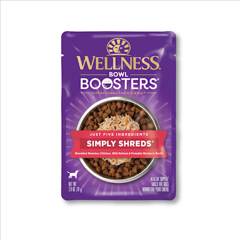 Wellness Bowl Boosters Simply Shreds Natural Grain Free Chicken, Wild Salmon & Pumpkin Wet Dog Food