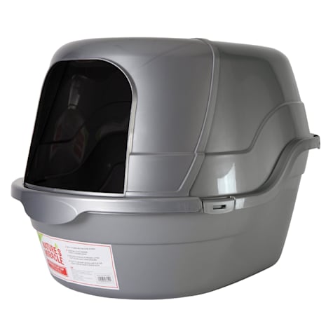Nature's Miracle Hooded Flip Top Oval Shaped Silver & White Cat Litter Box With Odor Control