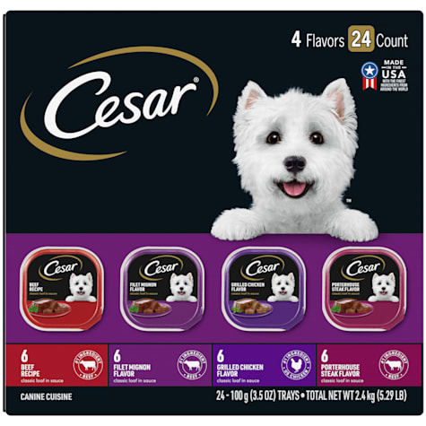 Cesar Classic Loaf in Sauce Beef, Steak, and Chicken Adult Wet Dog Food Variety Pack
