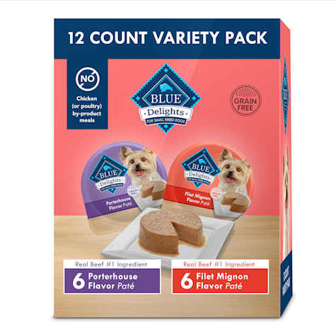 Blue Buffalo Delights Filet Mignon & Porterhouse, Small Breed Wet Dog Food Variety Pack