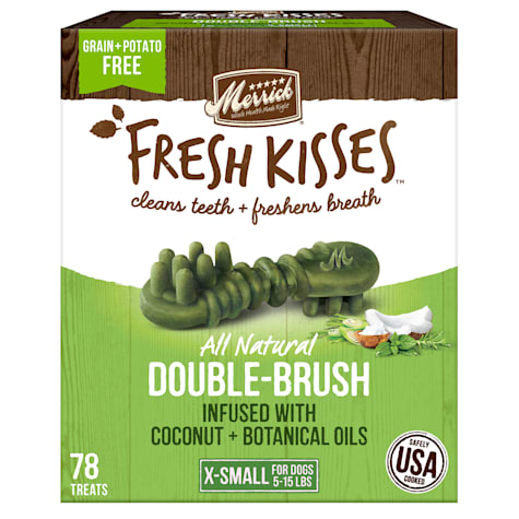 Merrick Fresh Kisses Natural Dental Chews Infused with Coconut and Botanical Oils for Tiny Dogs 5-15 lbs.