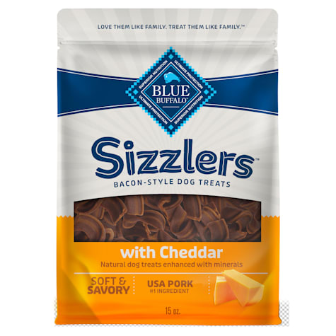 Blue Buffalo Sizzlers Bacon-Style Cheddar Flavor Dog Treats with Real USA Pork