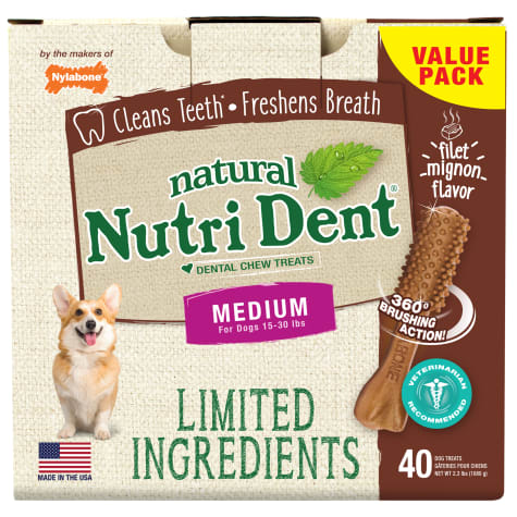 Nylabone Nutri Dent Limited Ingredients Medium Filet Mignon Dental Chews