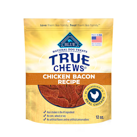 Blue Buffalo True Chews Made in the USA with Natural Ingredients, Chicken Bacon Recipe Dog Treats