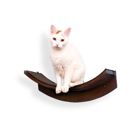 The Refined Feline Lotus Leaf Cat Shelf In Mahogany
