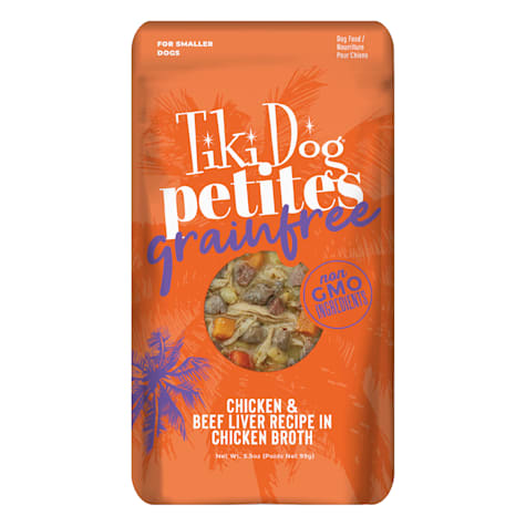 Tiki Dog Petites Grain Free Chicken & Beef Wet Dog Food Pouches