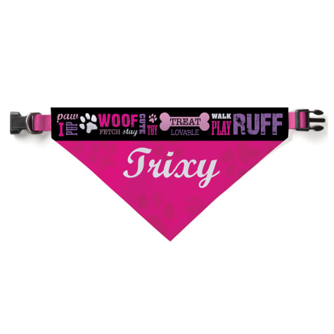 Custom Personalization Solutions Personalized Woof Dog Bandana Collar Cover Pink