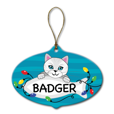 Custom Personalization Solutions Personalized Ceramic Cat Ornament White