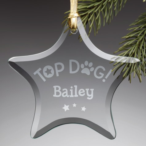 Custom Personalization Solutions Personalized Top Dog Glass Star Ornament