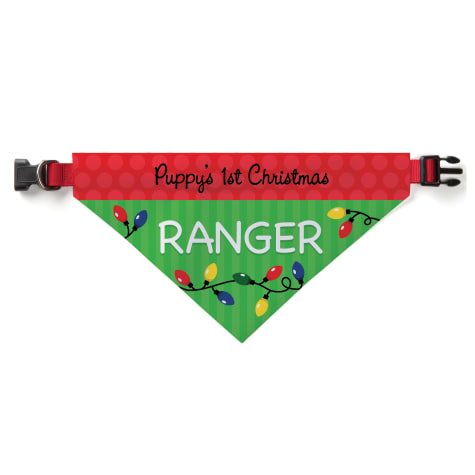 Custom Personalization Solutions Personalized Puppy's 1st Christmas Pet Bandana Collar Cover