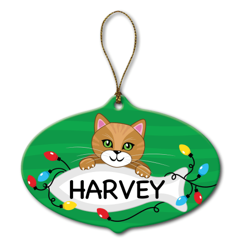 Custom Personalization Solutions Personalized Ceramic Cat Ornament Gold