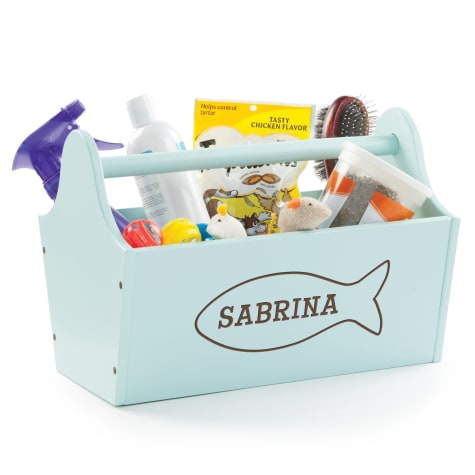 Custom Personalization Solutions Personalized Sweet Cat Light Blue Storage Caddy