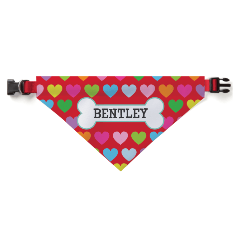 Custom Personalization Solutions Personalized Rainbow Hearts Dog Bandana Collar Cover