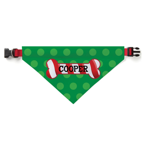 Custom Personalization Solutions Personalized Candy Cane Bone Pet Bandana Collar Cover